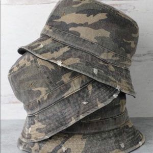 Distressed Camo Bucket Hat
